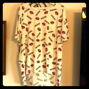 LuLaRoe NWOT IRMA creamy No Bad Vibes size Large